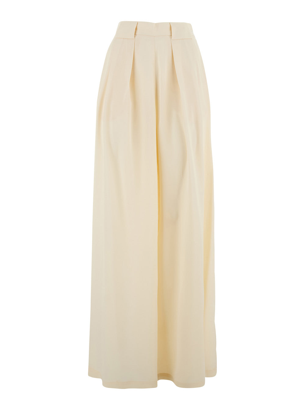 ASPEN PANT - White high-waisted with front pockets Acetate and Silk Women Trousers