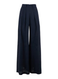 ASPEN PANT Blue High-Waisted with Side Pockets in Acetate and Silk for Women Blu Trousers