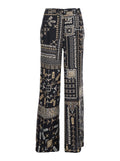 Misaki Silk Pants with All-Over Multicolor Geometric Print for Women Trousers