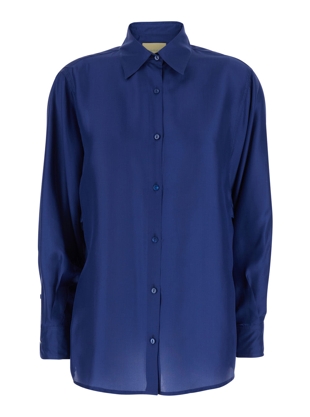 Blue Silk Classic Collar Shirt for Women Blu And Blouses