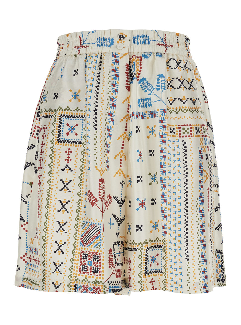 Multicolor Silk Shorts with Elastic Waist for Women And Bermuda
