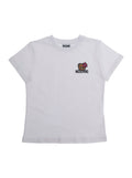 White Cotton Crew Neck T-Shirt with Front Logo for Girls Tshirts And Polo Shirts