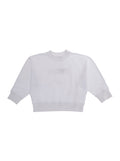 White Cotton Stretch Crewneck Sweatshirt with Logo Lettering for Girls Elastane Sweatshirts