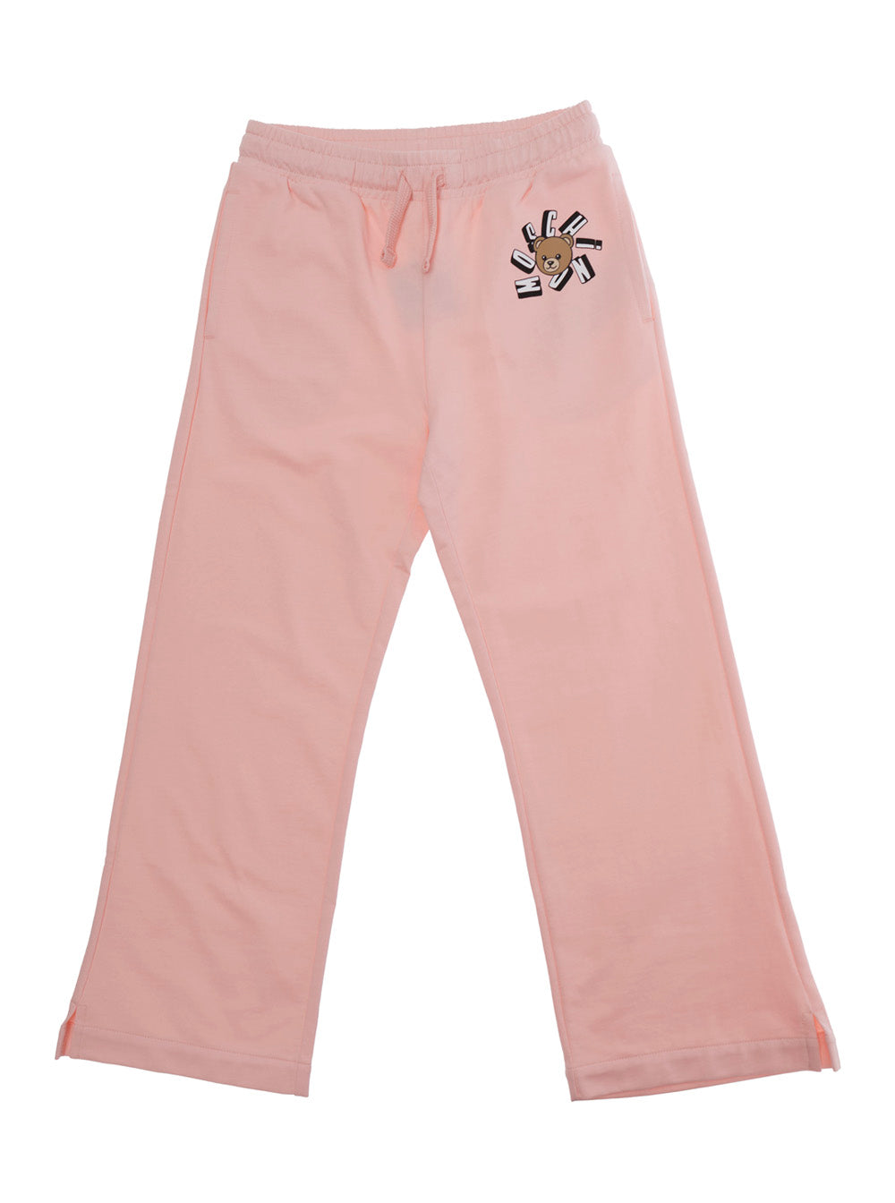 Pink Cotton Pants with Elastic Waist and Drawstring Logo on the Front for Girls Trousers