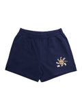 Blue Shorts with Elastic Waist and Front Logo in Cotton for Girls Blu Bermuda