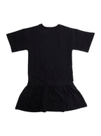 Round Neck Dress With Front Logo Black Cotton For Girls