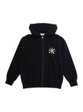 Black Hoodie with Fixed Hood and Front Logo for Kids Cotton Sweatshirts