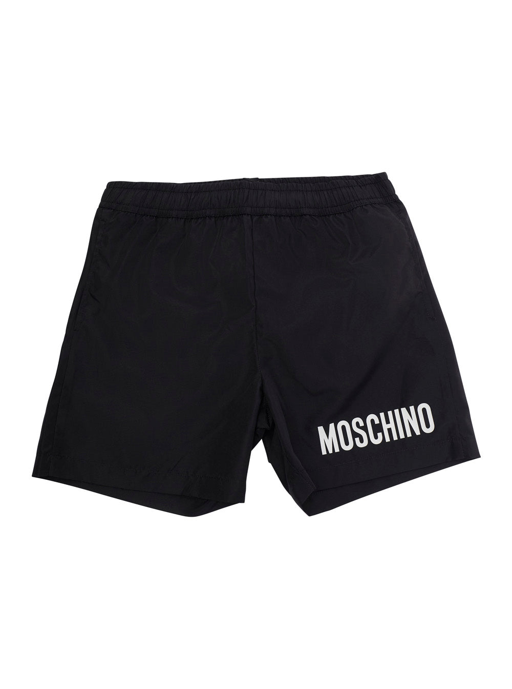 Swim Shorts With Logo And Side Pockets In Black Fabric For Kids Beachwear