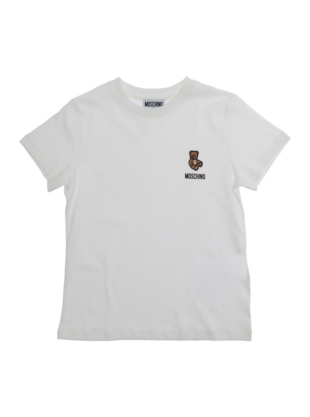 White T-Shirt with Logo Print on the Front in Cotton for Kids Tshirts And Polo Shirts