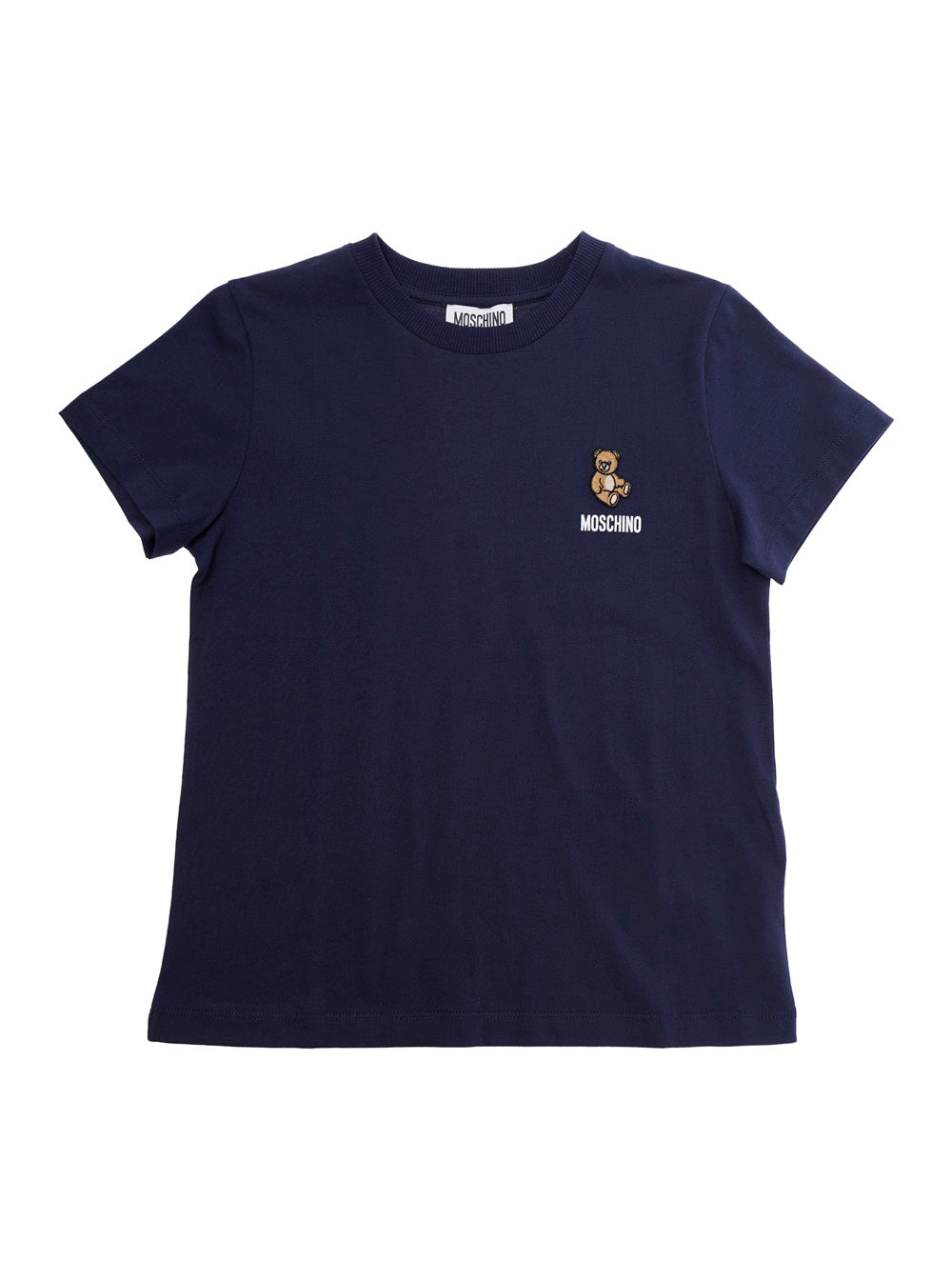 Blue T-Shirt with Logo Print on the Front in Cotton Kids Blu Tshirts And Polo Shirts
