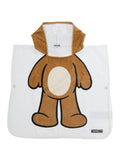Poncho Towel with graphic details and hood in White Cotton for Kids Bathrobes