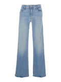 The Mid Rise Mavin Sneak Light Blue Jeans with Belt Loops and Logo Embroidery on Rear in Denim Woman