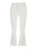 White Cropped Jeans with Flared Bottom in Cotton Blend Denim Woman Elastane