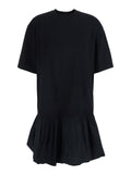 Dress Black With V-Neck And Short Sleeves Cotton For Women