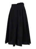 Black Gonna-Skirt With Pleated Design Cotton For Women