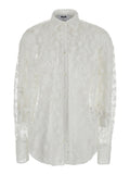 Shirt White With Classic Collar And Long Sleeves Polyester For Women Blouses