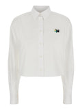 Shirt White With Classic Collar And Long Sleeves Cotton For Women Blouses