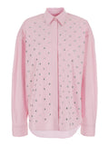Shirt Studded Pink With Decorative Studs Cotton Women And Blouses