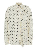 Shirt Pois Rouche White With Ruffles And Dots Cotton For Women Blouses
