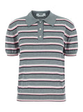 Polo Striped Gray With Ribbed Collar And Short Sleeves Cotton For Men Grey Tshirts Shirts