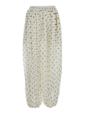 White Pois Pants With Polka Dot Motif Polyester For Women Trousers