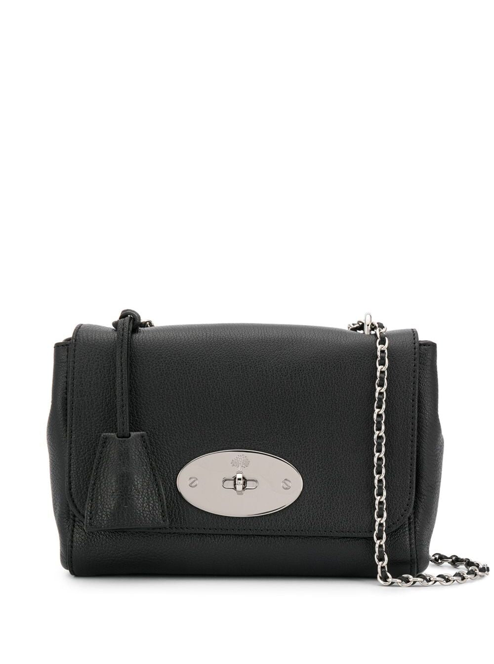 Lily Shoulder Bag with Turn Lock Closure and Adjustable Strap Black Leather Chain for Women Sheep Crossbody