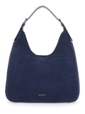 Shoulder Bag Nolita Grande with Logo Lettering on the Front in Blue Suede for Women Blu Cow Leather