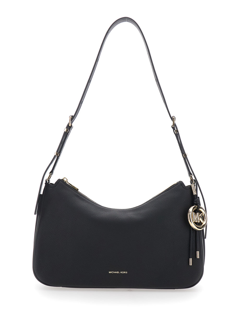 Shoulder Bag Nolita Medium with Logo Charm and Adjustable Black Leather Strap for Women Cow
