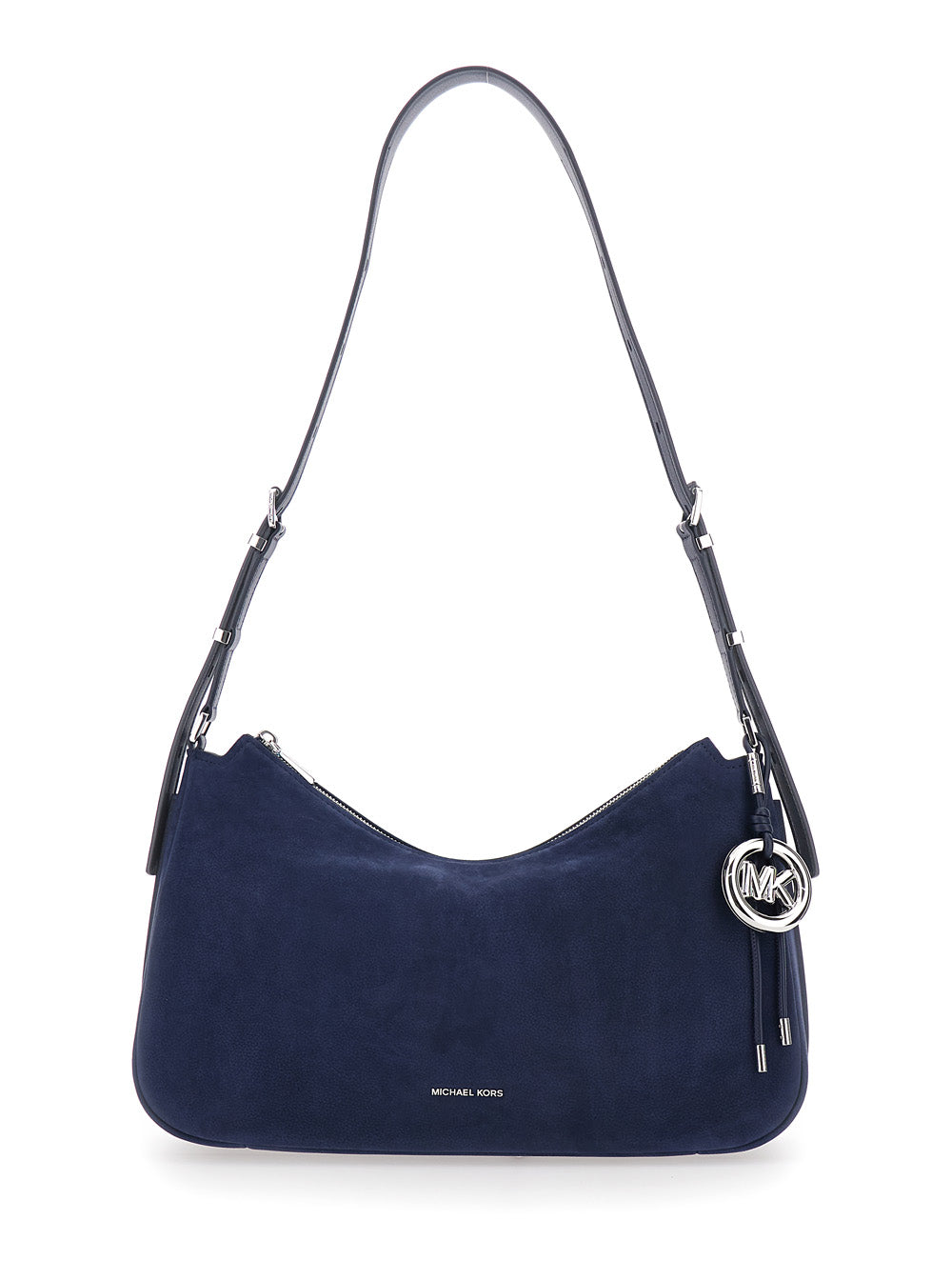 Shoulder Bag Nolita Medium with Logo Charm and Adjustable Strap in Blue Suede for Women Blu Cow Leather