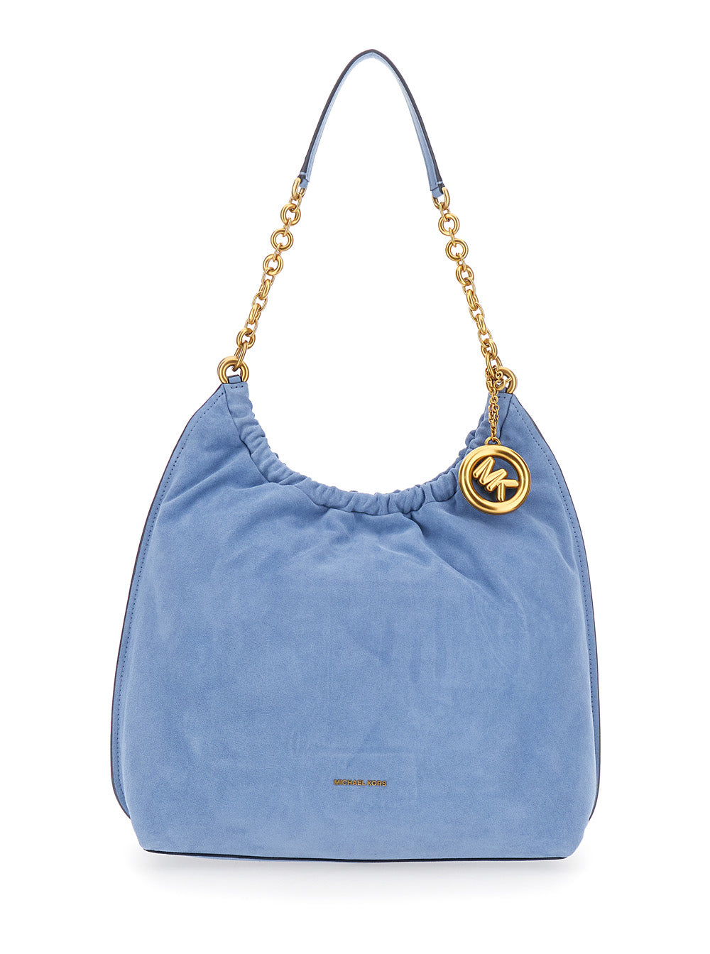 Shoulder Bag Lg Cinch Conv Shldr Blue with Leather Details Light Calf