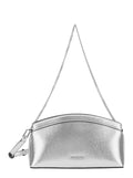 Shoulder Bag ATHENA with Chain Closure in Metallic Leather for Women Cow Crossbody