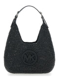 Small Shoulder Bag Nolita with Leather Logo on Front and Black Raffia Intreccio Design for Women Polypropylene