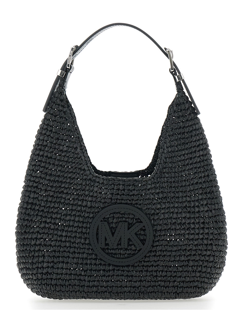 Small Shoulder Bag Nolita with Leather Logo on Front and Black Raffia Intreccio Design for Women Polypropylene
