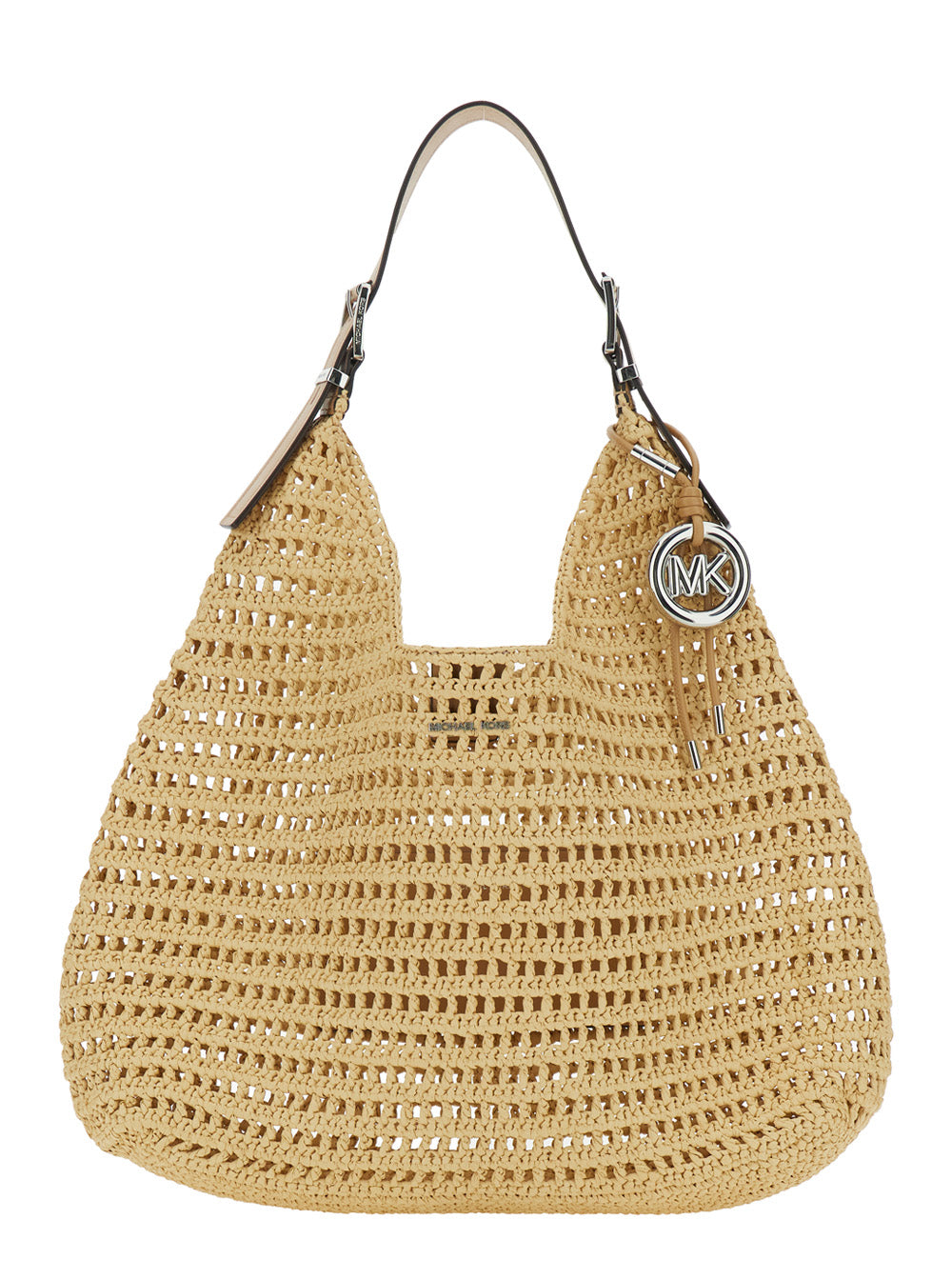 Large Shoulder Bag with Top Handle in Woven Raffia Beige for Women Polypropylene