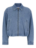 Michael Blue Jacket with Classic Collar and Logo Plate on the Back in Cotton for Women Blu Outerwear