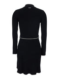 Flared Dress With Polo Collar And Chain On The Front Black Viscose Blend For Women - XS