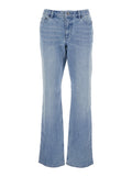 Blue Jeans with Belt Loops and Logo Plate on the Back in Womens Denim Light Cotton Elastane
