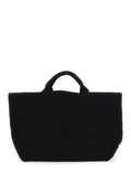 Handbag St Barths Grande with Intreccio Design in Black Fabric for Women Handwoven Neoprene Hand Bags