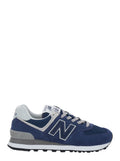 CLASSIC574 Blue Sneakers with Leather Upper and Rubber Sole for Men Blu Leather/textile