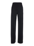 Black Stretch Tech Fabric Elastic Waist Pants for Women Polyester Elastane Trousers