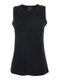 Top KK4266 Black with Round Neck and Sleeveless in Tech Fabric Women Polyester Elastane Tops