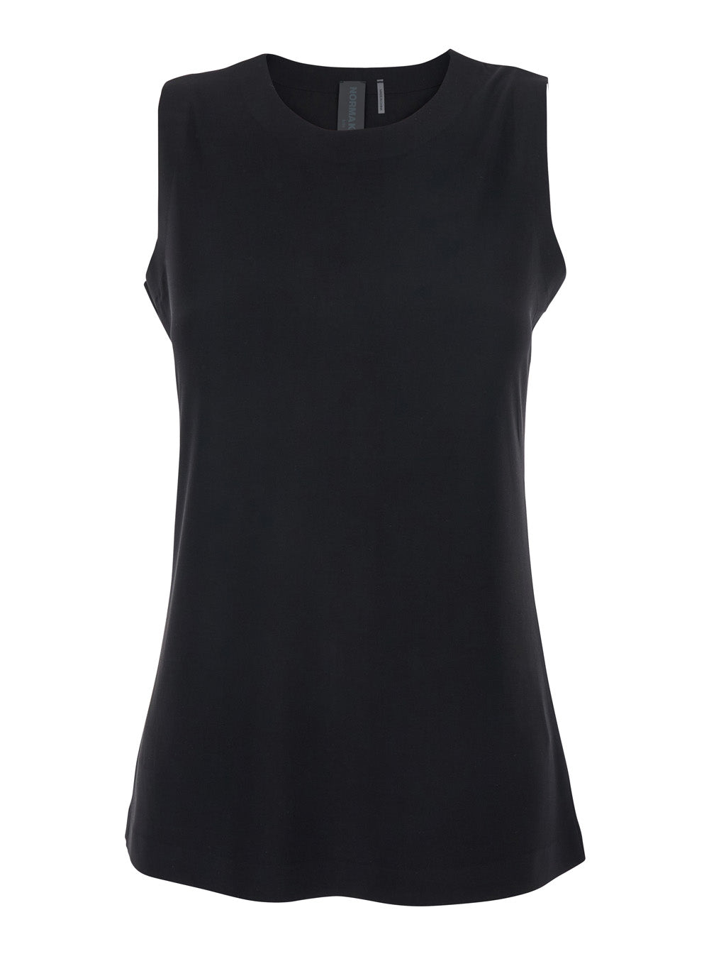 Top KK4266 Black with Round Neck and Sleeveless in Tech Fabric Women Polyester Elastane Tops