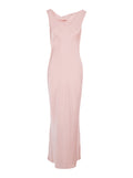 Pink Long Sleeveless Dress With Back Neckline Tech Fabric For Women