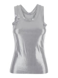 Metallic Racer Cotton T-Shirt for Women Tops