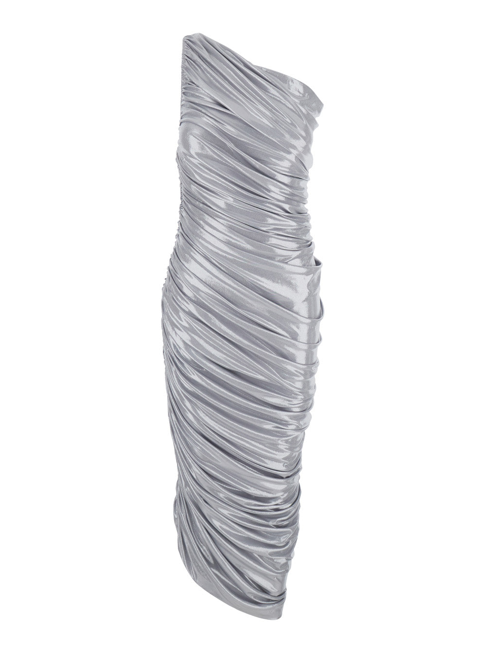 Long Dress Diana with V-Neck in Tech Fabric for Women Metallic