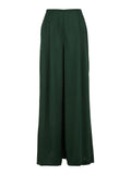 High-Waisted Pants with Front Pleats and Wide Leg in Green Tech Fabric for Women Polyester Trousers