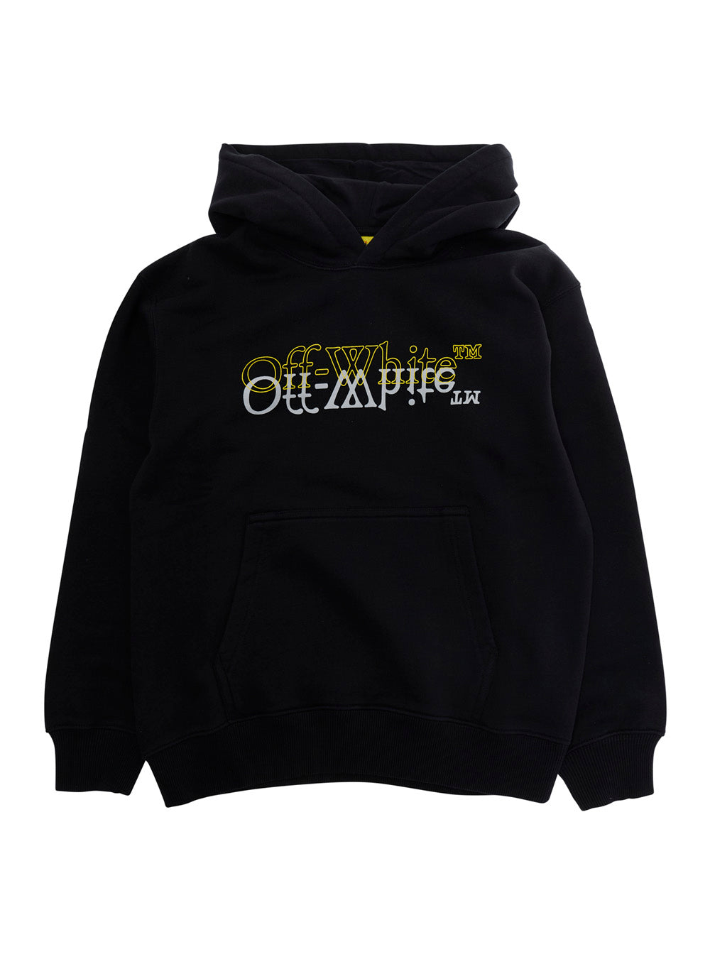 Black BIG BOOKISH DOUBLE HOODIE with Front Logo Print in Cotton for Men Sweatshirts