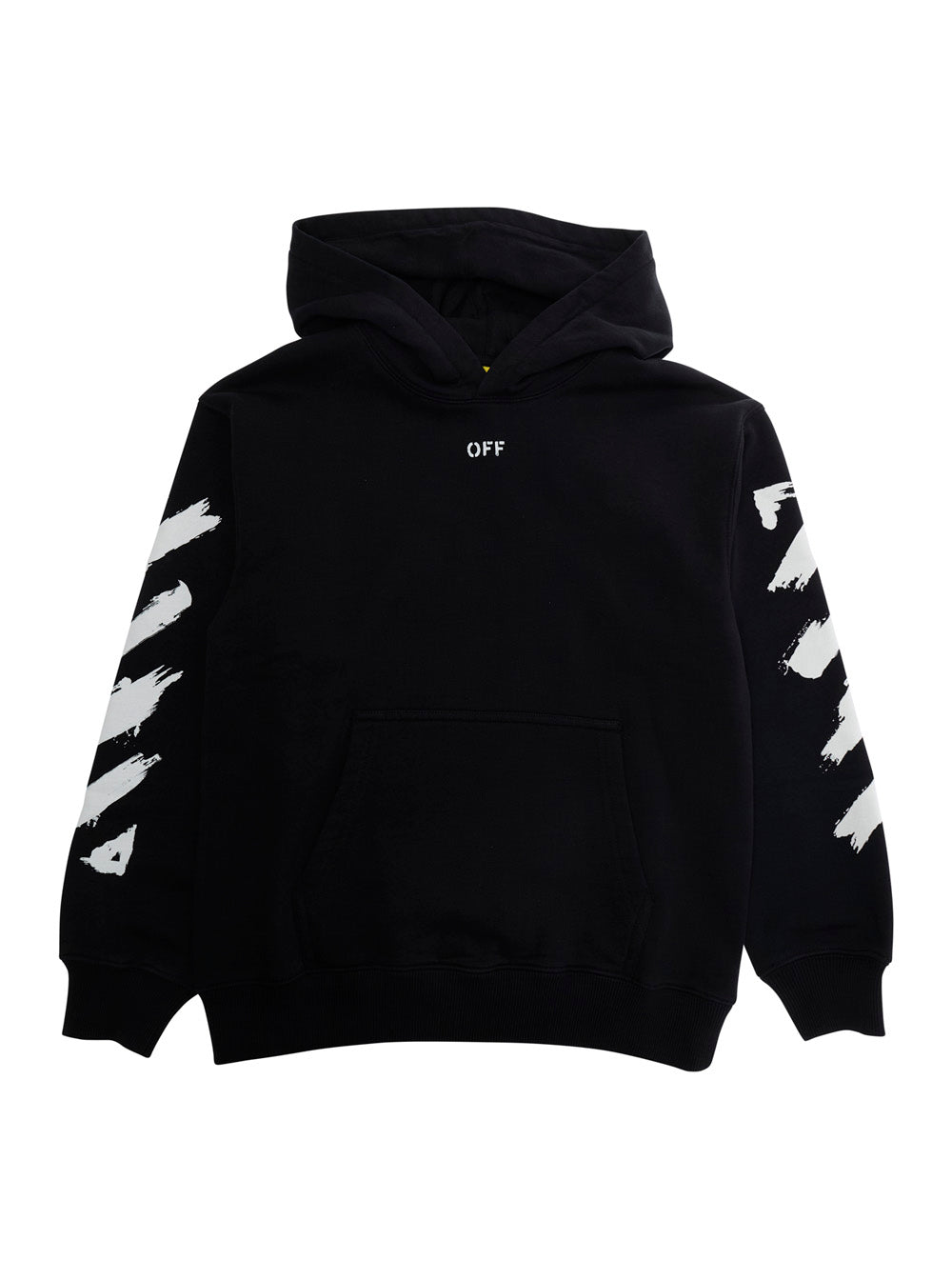 Black DIAG PAINT HOODIE Sweatshirt with Front Logo Print for Men Cotton Sweatshirts