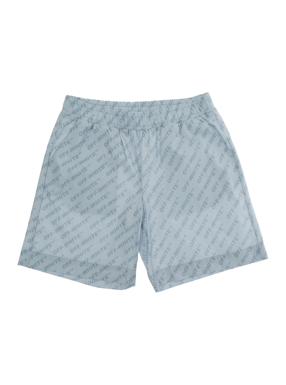 Blue Shorts with All-Over Logo Motif in Cotton for Kids Light And Bermuda
