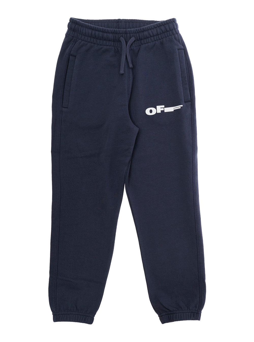 Blue Pants with Elastic Waist and Drawstring Logo on the Front in Cotton for Kids Blu Trousers